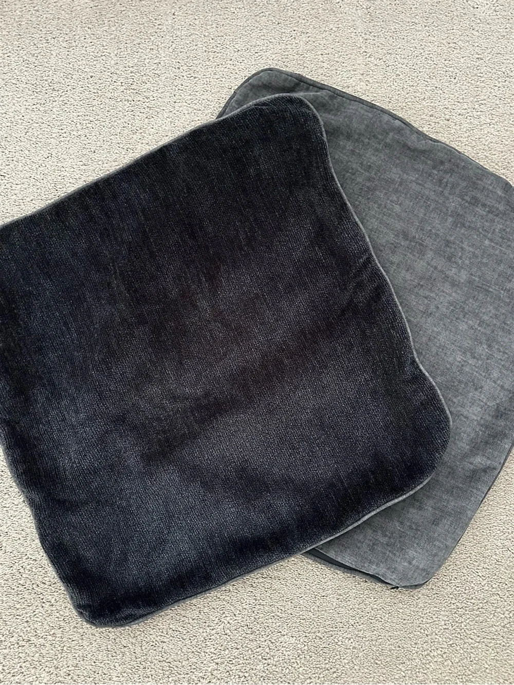 Set of 2 Reversible Decorative Throw Pillow Covers 20 x 20 Grey & Navy